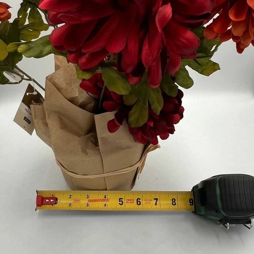 Ashland Fall Potted Mums Faux Floral Decor OS Red Orange Yellow Brand New NWOT